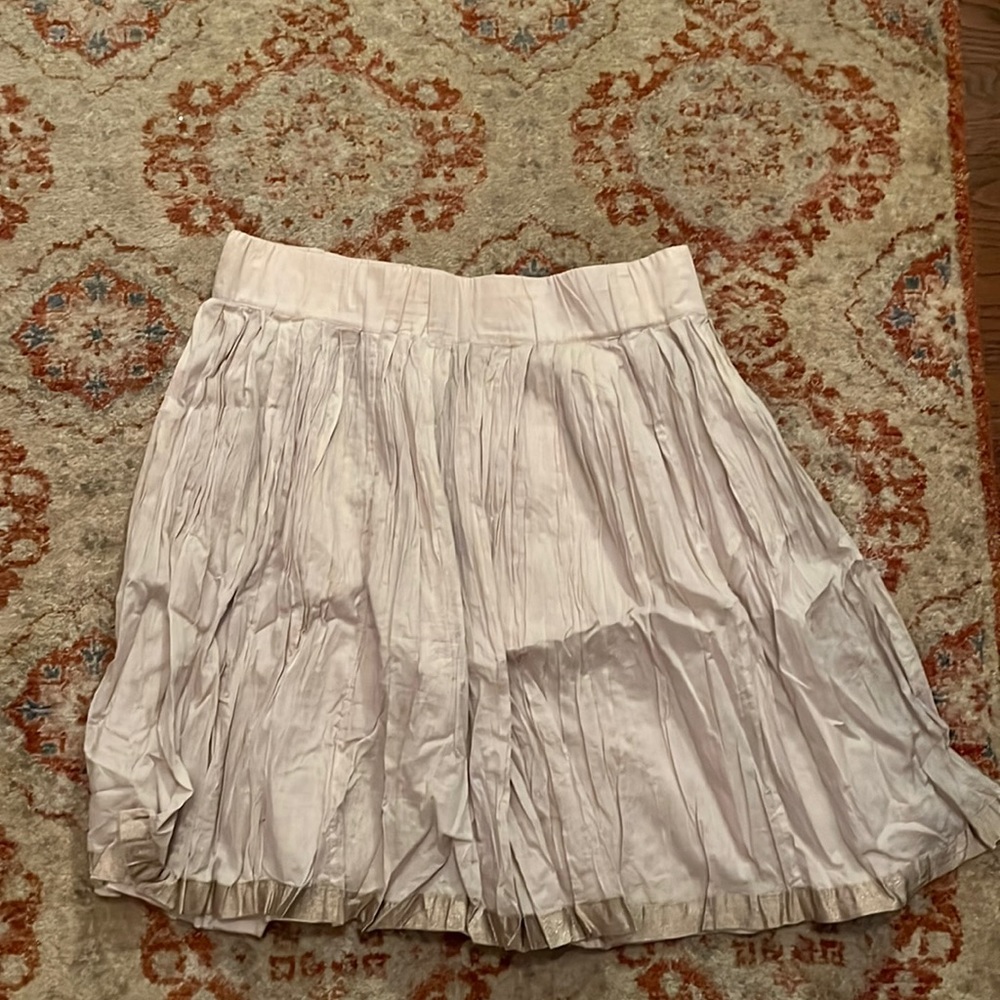 CLUB MONACO cotton pleat skirt with lurex stripe